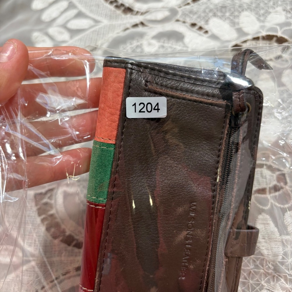 Y2K Boho Wilsons Leather Patchwork Bifold Wallet Multi Color Suede Slim Organize - Picture 6 of 6